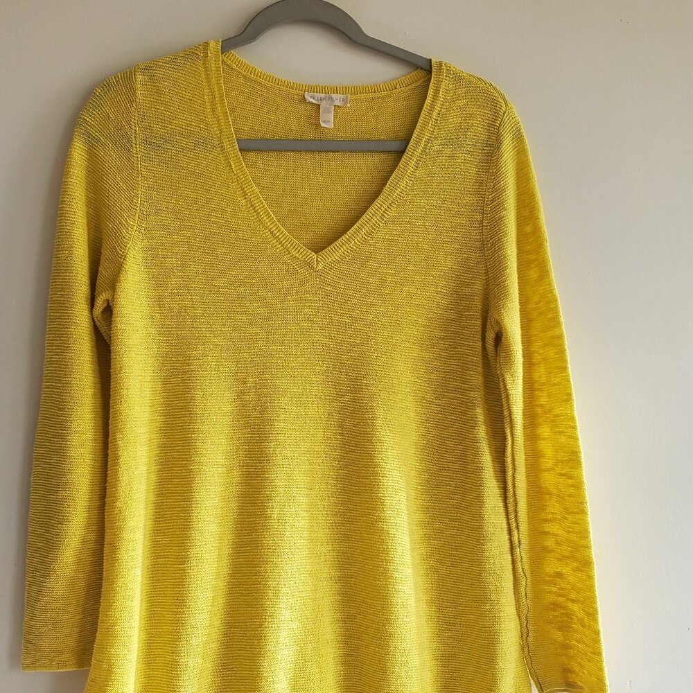 Eileen Fisher organic linen cotton blend Pullover in yellow Size M Spring